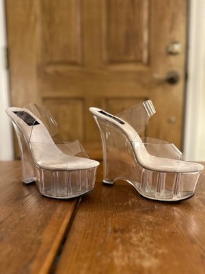 Clear Wedge Platform Sexy Stripper Shoes Highheel Size 8 Jezzle Ladies