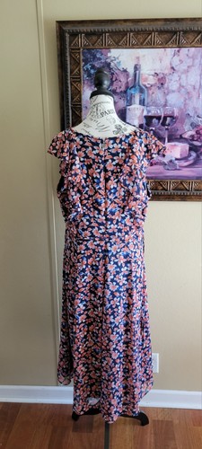 Tommy Hilfiger Womens FloralPrint Chiffon Midi Dress FlutterSleeve Vneck Size 16 - Picture 3 of 16