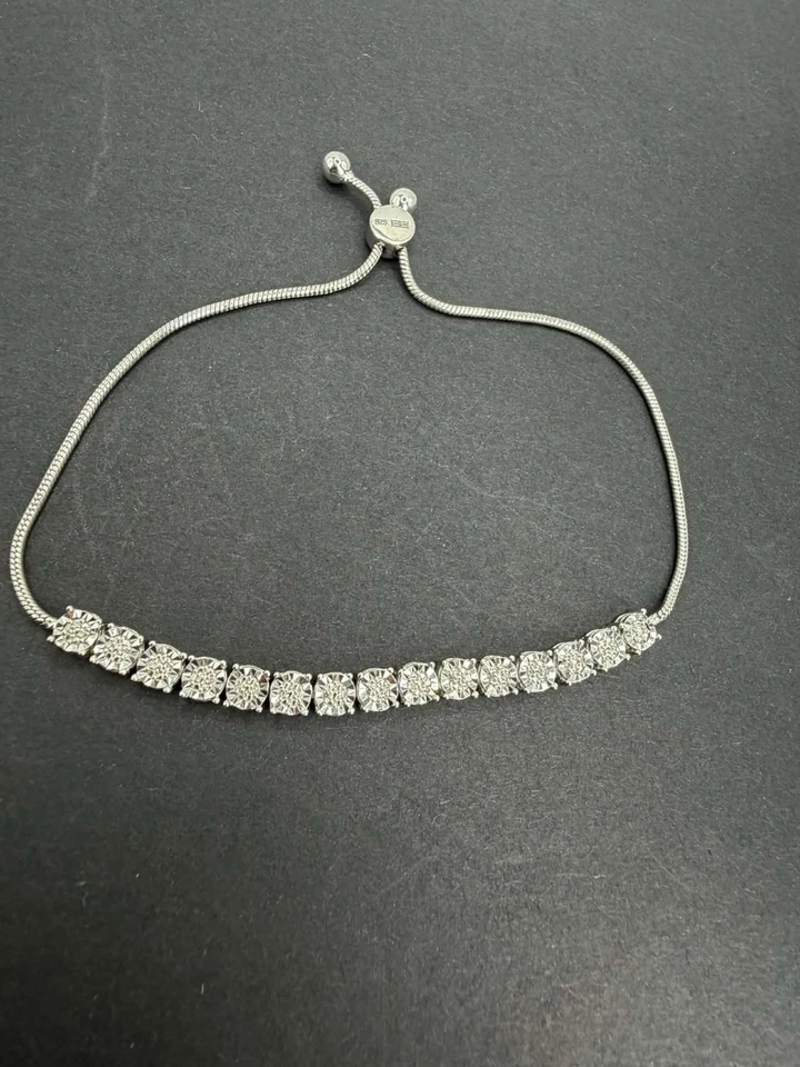 Brazalete Bolo con halo de diamantes de plata de ley EFFY Foto 3 de 4