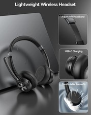 TECKNET Bluetooth Headset, Wireless On Ear Headphones with Noise Cancelling Mic