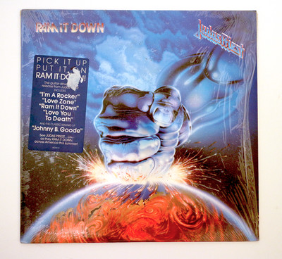 JUDAS PRIEST / RAM IT DOWN US PRESSING LP W/ SHRINK, HYPE STICKER-EX/NM cond