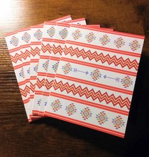 4.25" x 5.5" Heritage Handmade Indigenous Pattern Blank Note Cards (Set of 6)