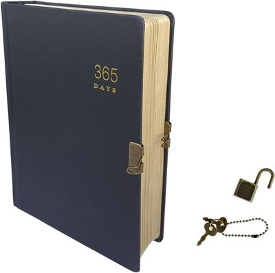 XIAMUY Vintage 365 Journal With Lock And Key, A5 Blank Page Diary For Women Men,