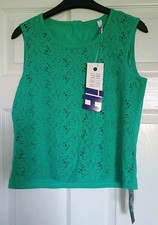 Women's Henry Holland Broderie Shell Top Debenhams  Aqua Green 10 New with tag
