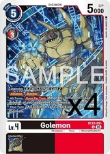 4X Digimon Card Game Golemon BT23-051 Uncommon NM
