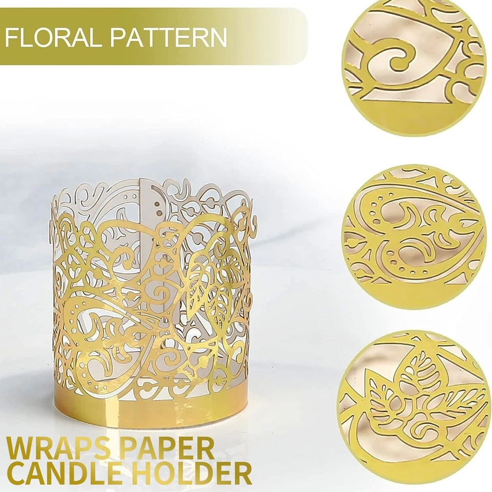 Envolturas portavelas votivas 48 piezas, velas doradas de luz de té hadas decoración del hogar... Foto 3 de 4