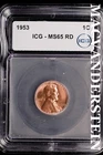 1953 Lincoln Wheat Cent- ICG-MS65 RD  Gem Brilliant Uncirculated #SLM161