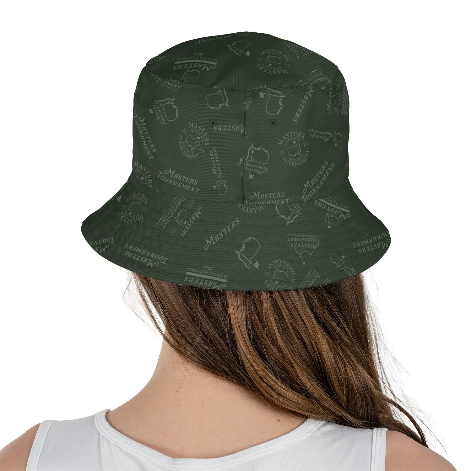 Golf Pattern Masters Tournament Ping Dark Green Pattern  Reversible Bucket Hat