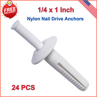 014973169992 Nylon Nail Drive Anchors, 1/4 x 1, Piece-24, White Fully Threaded