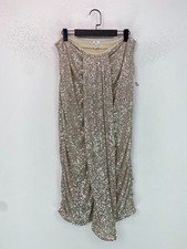 River Island Beige Sequin Midi Party Skirt Front Draped Detail UK 14 NEW