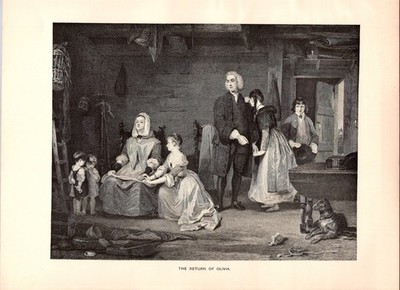 The Return Of Olivia GS Newton Vicar Of Wakefield 1892 Book Plate Print TL32