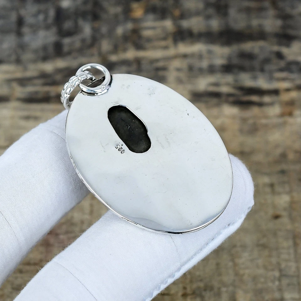 Naturale Pirite Gemma Ciondolo 925 Argento Sterling Fatto a Mano Gioielli Donna - Immagine 4 di 4