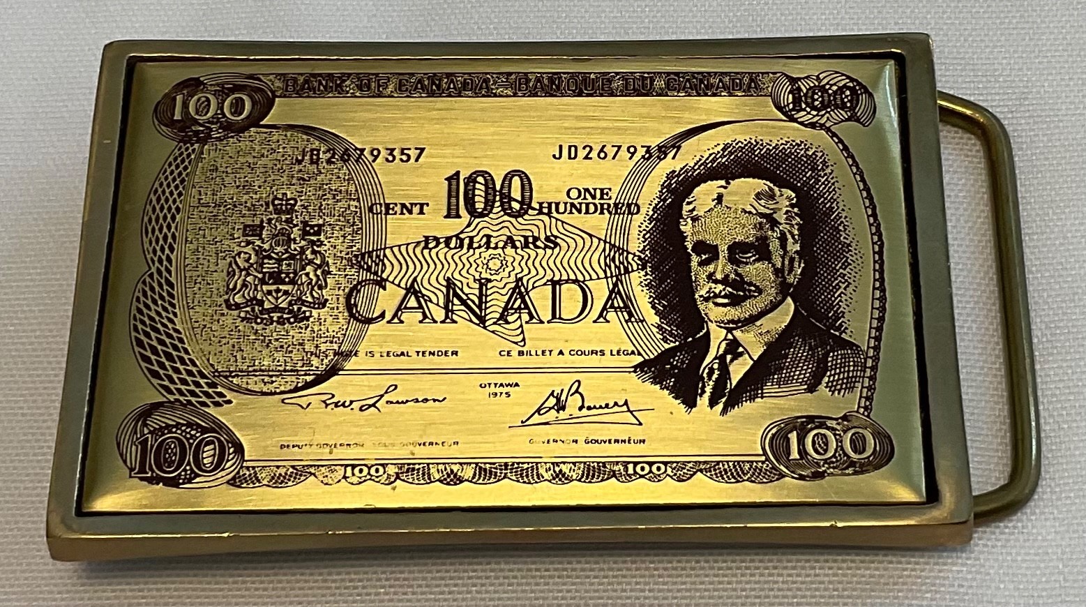 Solid Brass $100 Dollar Bank Note Belt Buckle