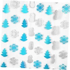 8 Pack Glitter Snowflake Snowman Hanging Banner Garlands for Winter,