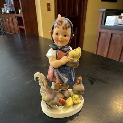 Hummel Porcelain Figurine Girl with Farm Animals Hand Painted Germany