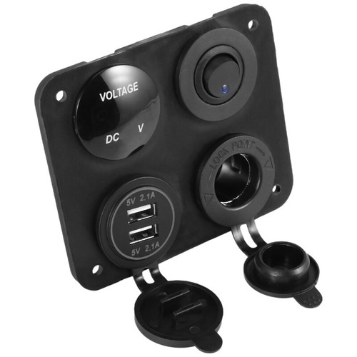 4 Function Panel Dual USB Green LED Volt 12V Outlet ON-OFF Switch N4I8 ...