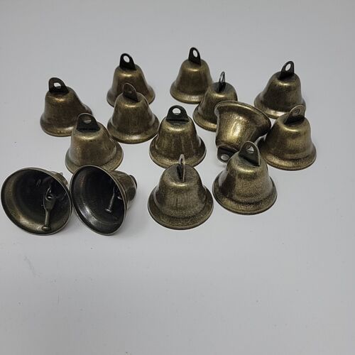 Brass Tone Metal Bells For Crafting Decorations 1.5" - Lot of 12 - Picture 1 of 6