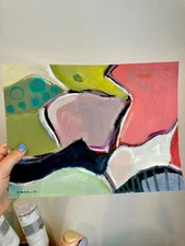 Emilia Bachelier Contemporary Abstract Painting 9x12” Original on Paper