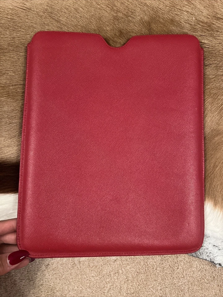 Authentic Prada Red iPad Case, Saffiano Calf Leather, Made In Italy. - Image 3 of 4