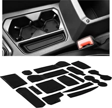 Black Console Cup Liner Pads Door Slot Non Slip Rubber Mats  Fits 18-23 Tiguan