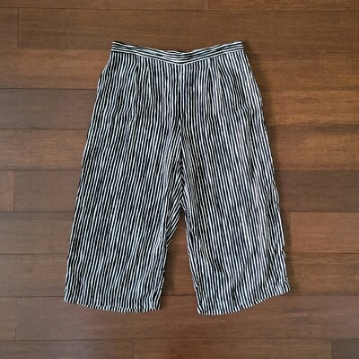 Apt. 9 Striped Pull-On Wide-Leg Palazzo Cropped Pants Women's Size L Black  White | eBay