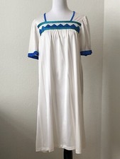 Vtg Nightgown Dress White Body Shadow Geometric HENSON Kickernick USA Clean S-M