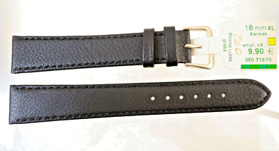 Uhren Lederband EULIT Länge 21,5cm Farbe Schwarz Damen Herren ULB009