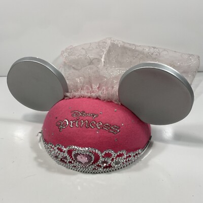 Walt Disney Minnie Mouse Ears Pink Princess Crown Veil Hat  display picture 1