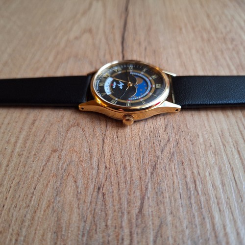 NOS Quartz watch LUCH with Real Moon Phases Calendar, Moonphase watch black Luch - Picture 6 of 11