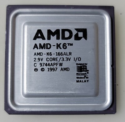 Vintage AMD K6 AMD-K6-166ALR 2.9V Core/3.3V Processor Collection/Gold