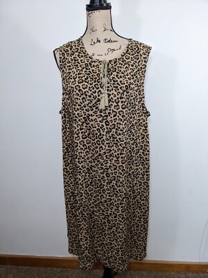 Beach Lunch Lounge Kayla Animal Print Shift Dress Plus Size 1X NWT $89