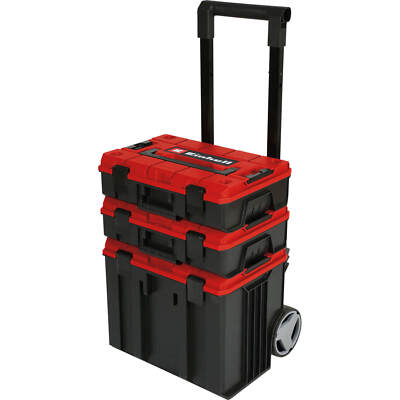 Einhell E Case Tower stapelbarer Werkzeugkoffer Set auf Rollwagen