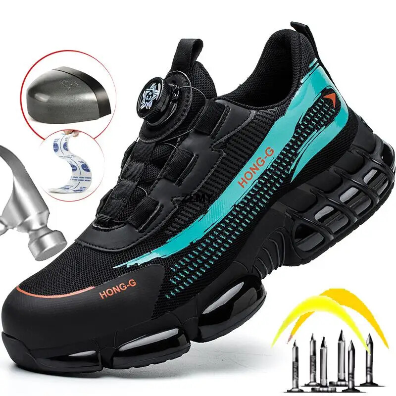 Scarpe da lavoro antinfortunistiche uomo punta acciaio sneakers bottoni rotanti antischiacciamento foto 2