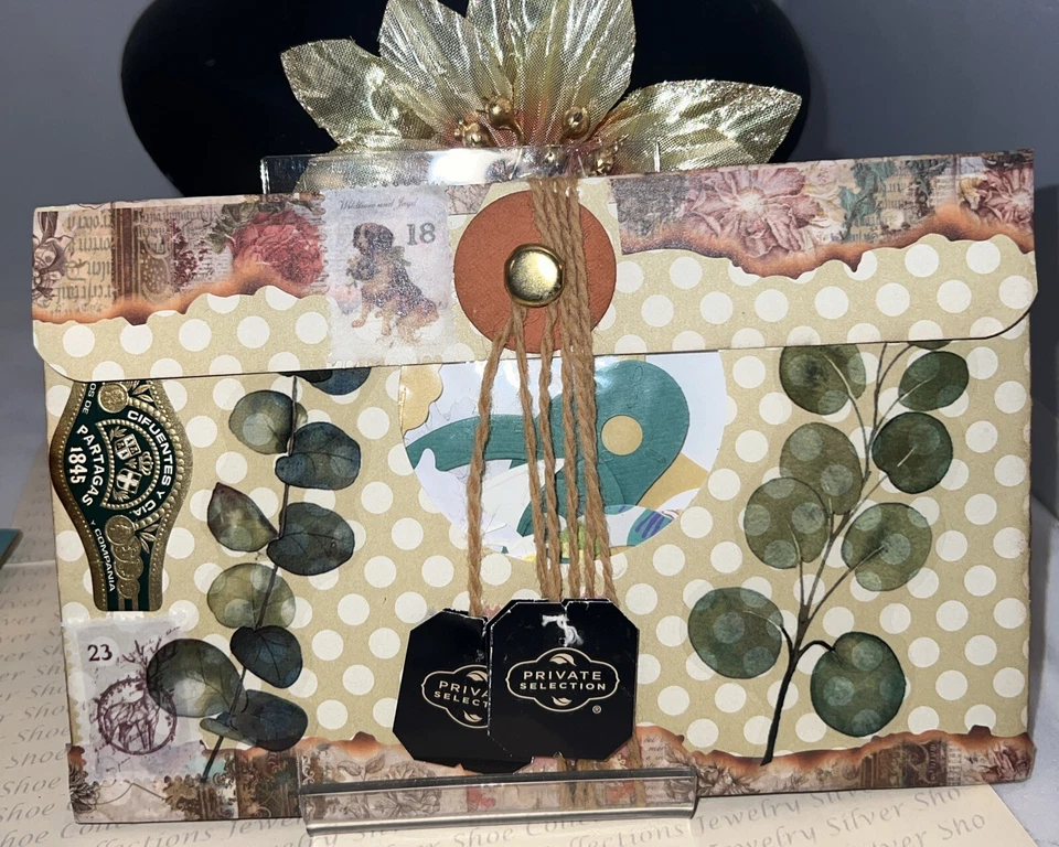 50+ Formas y patrones de cachemira troquelados oro verde + sobre de almacenamiento hecho a mano Foto 3 de 4