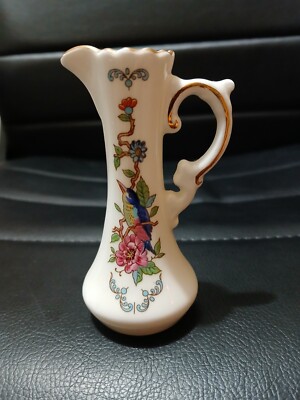 Aynsley Pembroke English Fine Bone China Miniature Pitcher Bluebird/Floral Motif