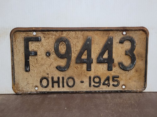 1945 Ohio License Plate Tag Original.