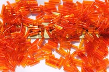 9mm Vintage Venetian Italy Bugle Bead Trans Red Orange Glass Beads Crafts /1oz