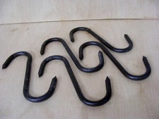 5 VINTAGE WROUGHT IRON MEAT HOOKS -FORGED- SHARP POINTS-BUTCHER-HANGING-GAME-ETC