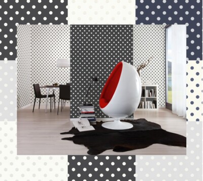 Vliestapete Punkte Moderne Tapete Desing Punktetapete Grau Blau Schwarz Weiß