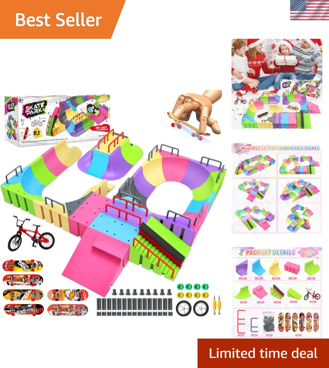 Fingerboard Skate Park Kit: 57pcs Fingerboard Skatepark Deck Kit with 31 Cust...