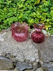 Vintage Cranberry Fenton Glass Ruffled Crimped Melon Vases 2 Different Styles