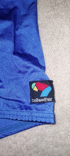 Vintage 80er elektrisch blau glänzend schimmernd Lycra Spandex Fahrradshorts; Bellwether; L; EU - Bild 2 von 6
