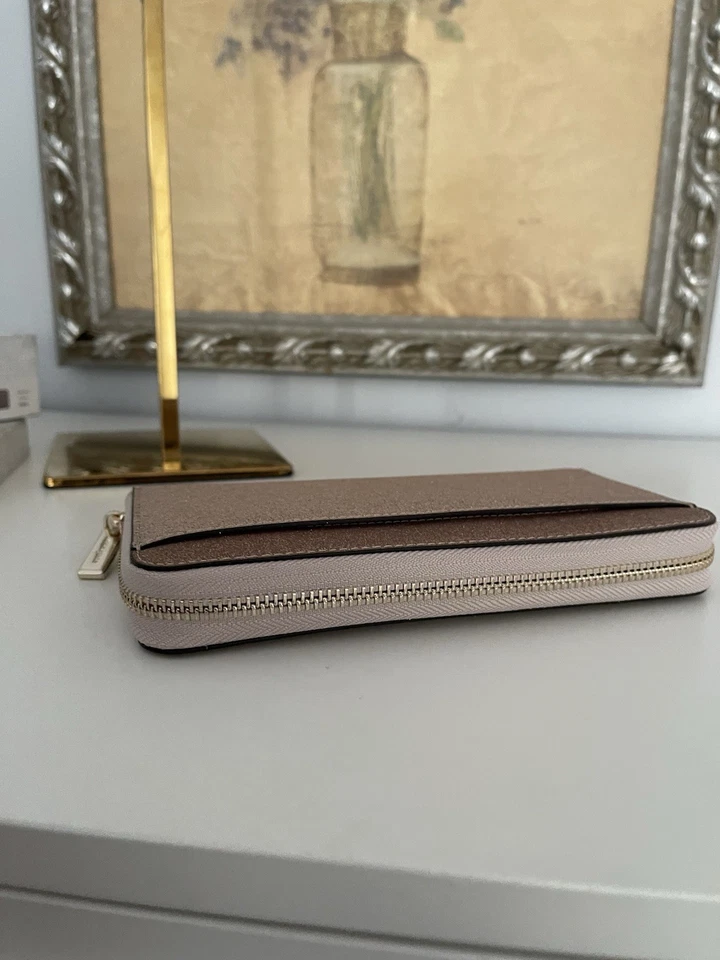 NWT KATE SPADE Glitter Tinsel Large Continnental Wallet In Rose Gold - Image 4 of 4