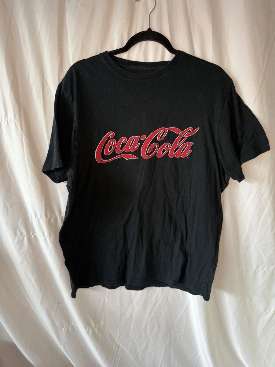 Vintage Men's Embroidered Coca Cola Fashion T-Shirt Men's XL Black