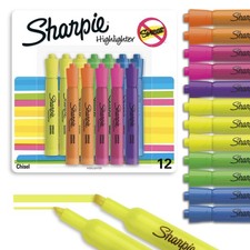 Sharpie Tank Highlighters, Chisel 12 Count Pack of 1 , Assorted Fluorescent