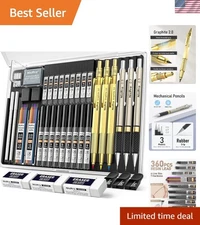 Professional 35-Piece Gold Mechanical Pencil Set: Versatile for Sketching & More