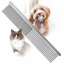 Jeffers Flat Back Pet Grooming Comb &ndash; Chrome Plated Steel with 7.5"L