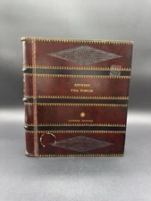 Maitland Smith Embossed Leather Book Motif Double Photograph Frame  11x10 Inch