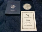 2011-W BU BURNISHED American SILVER Eagle Dollar ASE Coin with Box & COA