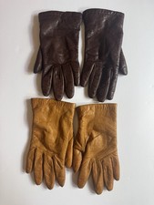 Vtg Neiman Marcus Gloves Ladies Size 6 Brown Cashmere Lined Soft Luxury 2 Pair